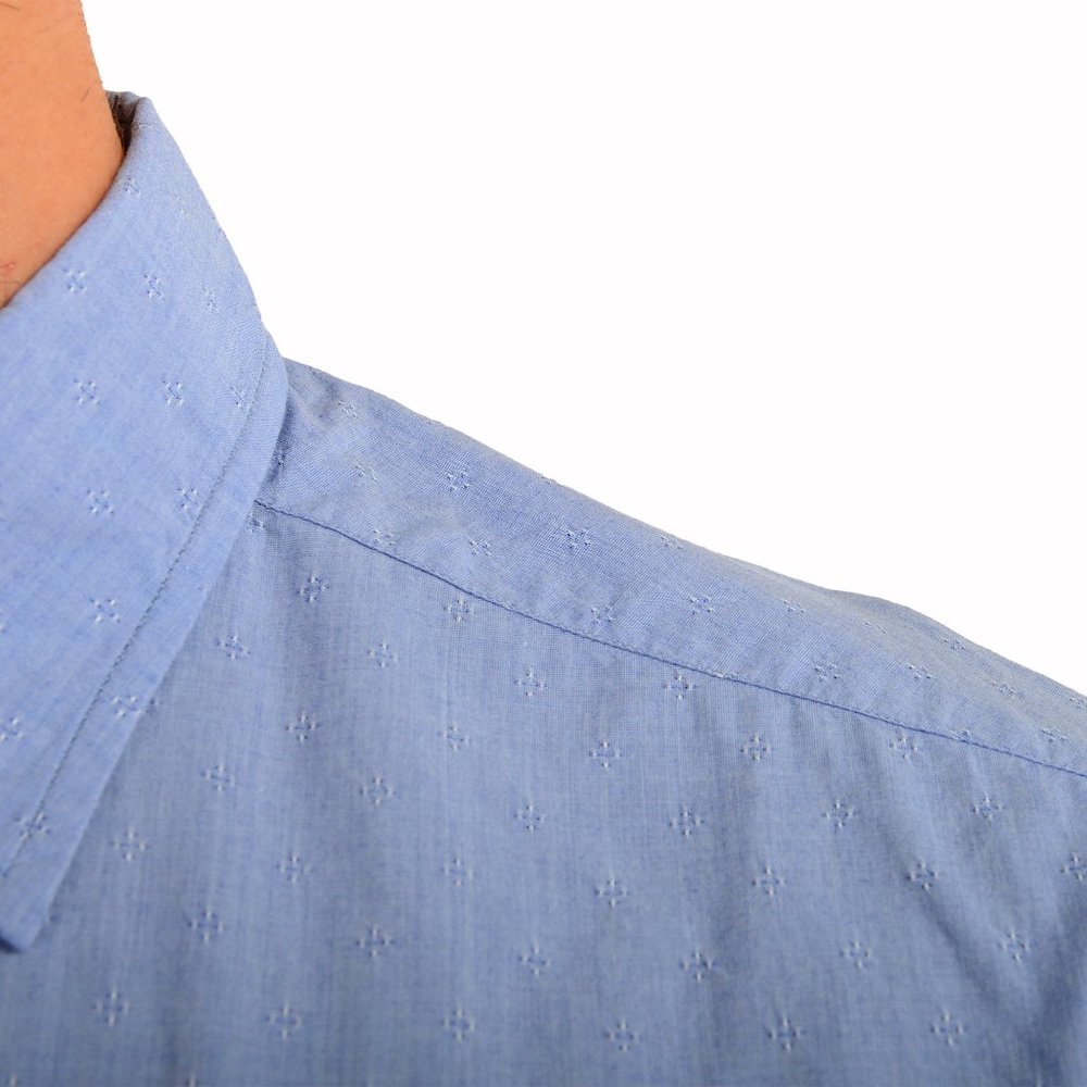 Glanshirt A Slowear Brand Blue Long Sleeve Dress Shirt US 17 IT 43 - Picture 7 of 9
